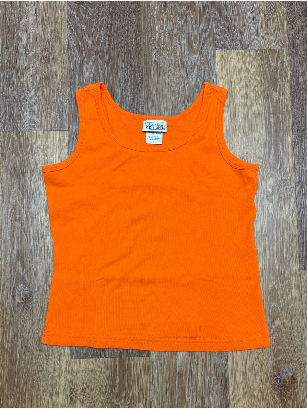 Basic Editions Bright Orange Ribbed Tank